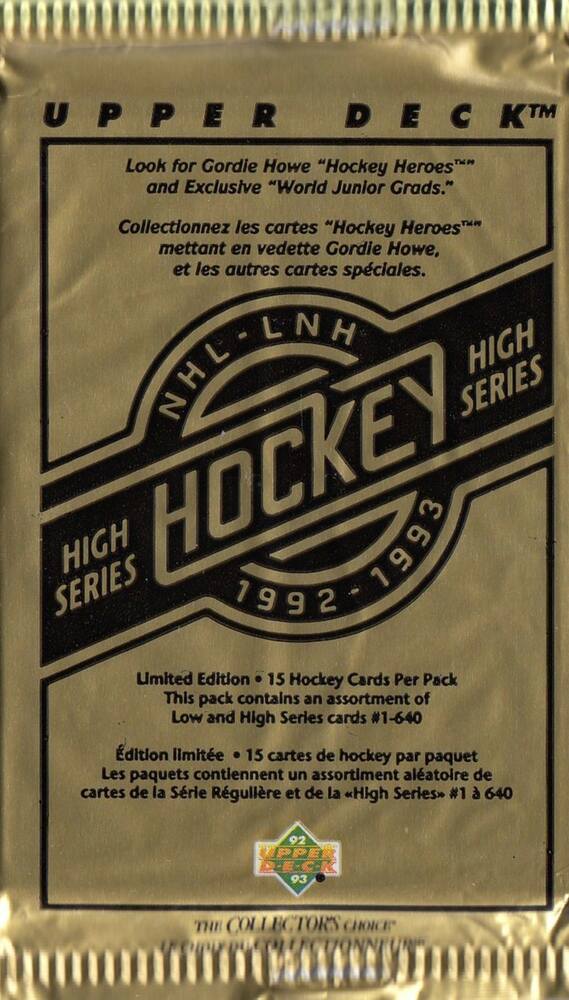 1992-93 Upper Deck Series 2 Hockey French Hobby Pack